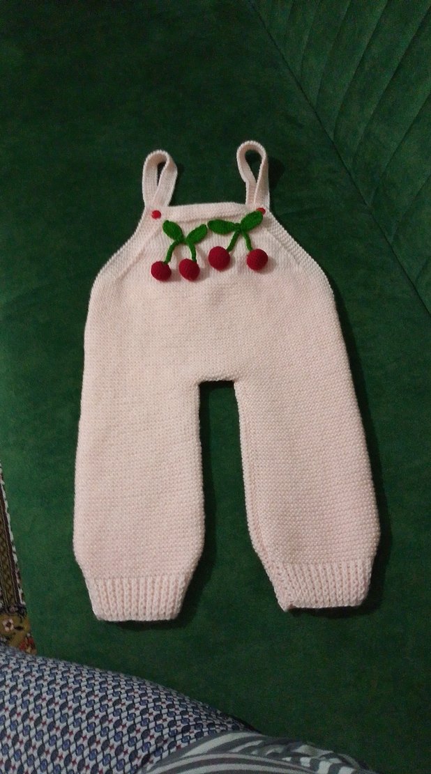 Nakışlı Örgü Beyaz Bebek Kız Tulum - Görsel 4