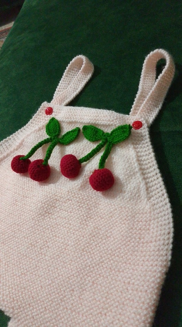 Nakışlı Örgü Beyaz Bebek Kız Tulum - Görsel 3