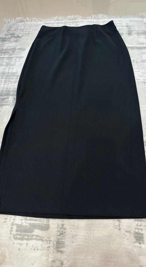 Düz Siyah Uzun Kadın Etek - Görsel 2