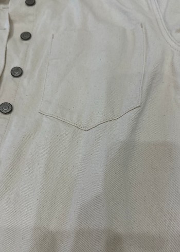 Düğmeli Beyaz Keten Kadın Gömlek - Görsel 4