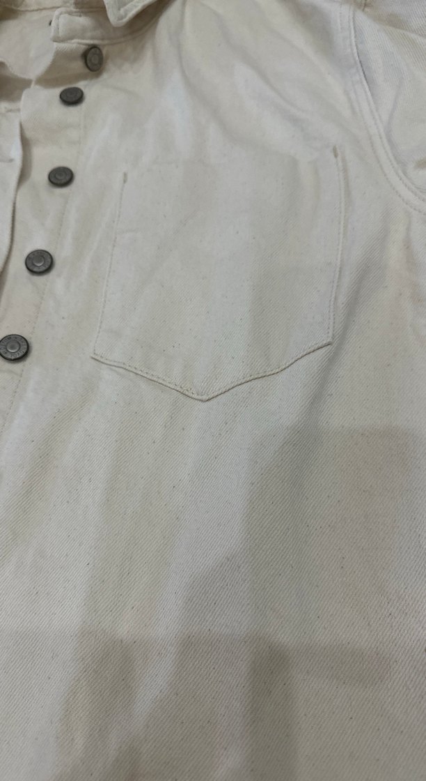 Düğmeli Beyaz Keten Kadın Gömlek - Görsel 4