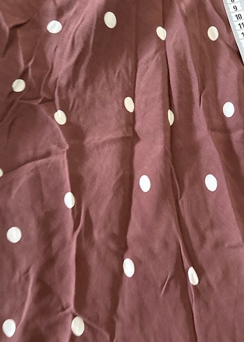 Drapeli Kahverengi Puantiyeli Midi Etek - Görsel 4