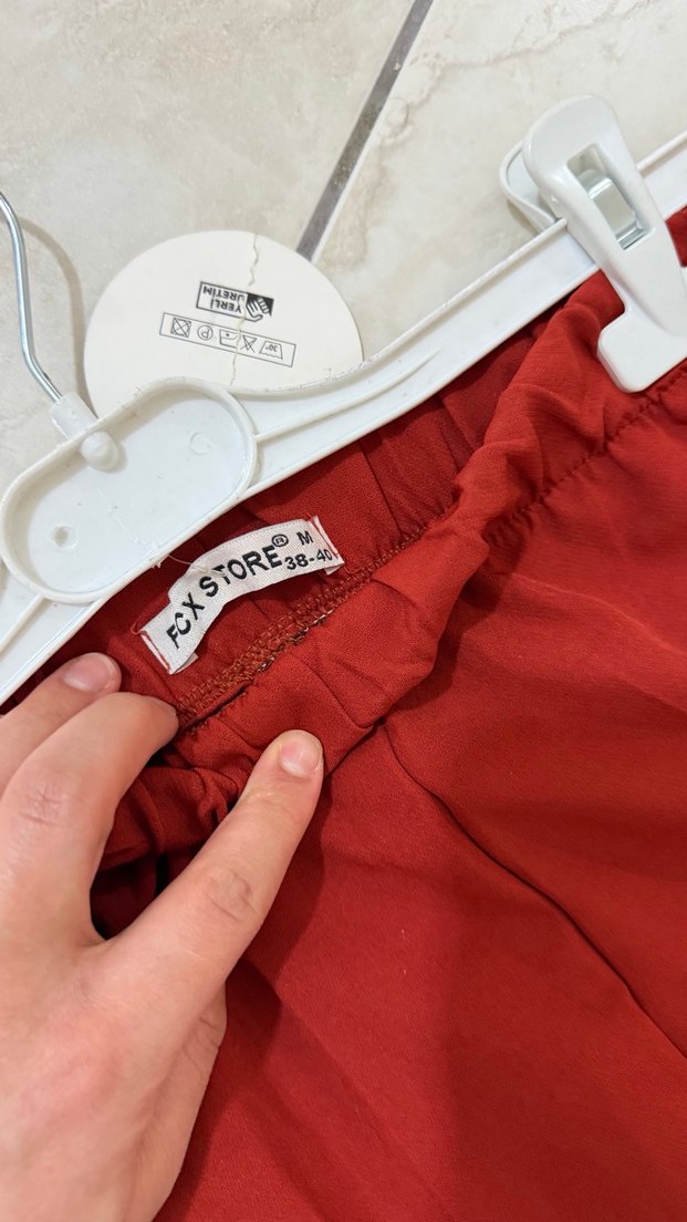 Kiremit Kadın Midi Kumaş Pantolon ETİKETLİ - Görsel 3