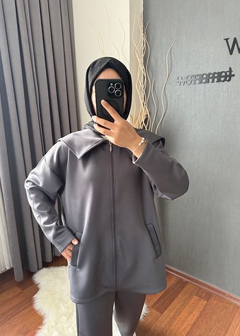 ZARAR SATIŞ! Gri Scuba TAKIM BEBE YAKALI 2 BEDEN 40-42-44 uyumlu - Görsel 2