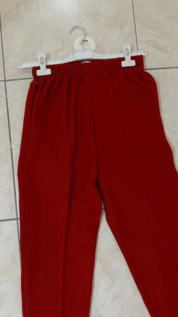 Kiremit Kadın Rahat Kesim Kumaş Pantolon M L uyumlu - Görsel 2