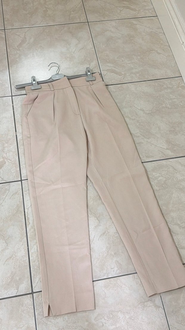 ZARAR FİYAT KREM Midi Kadın Kumaş Pantolon - Görsel 2