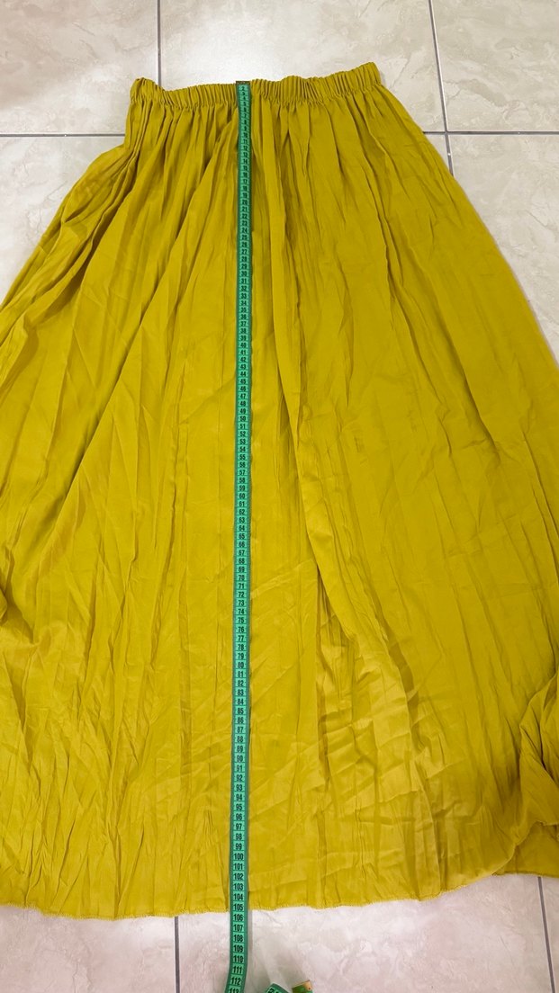 Sarı Pilili Uzun Kadın Etek - Görsel 3