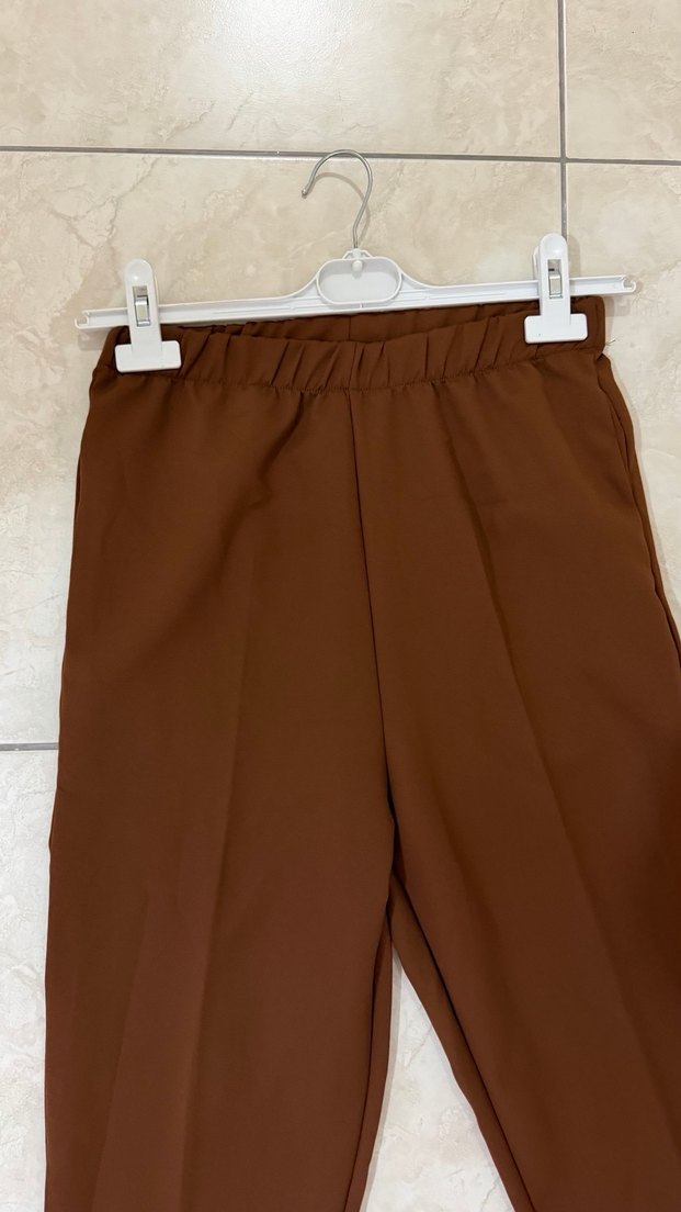 ZARAR FİYAT Kahverengi Kadın Kumaş Pantolon - Görsel 3