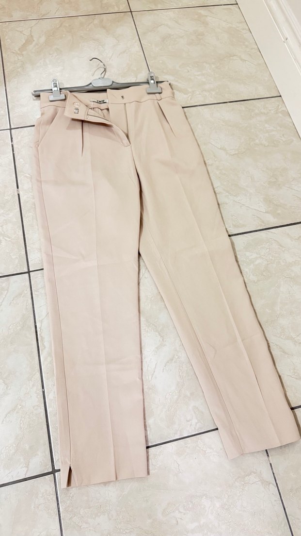 ZARAR FİYAT KREM Midi Kumaş Kadın Pantolon - Görsel 2