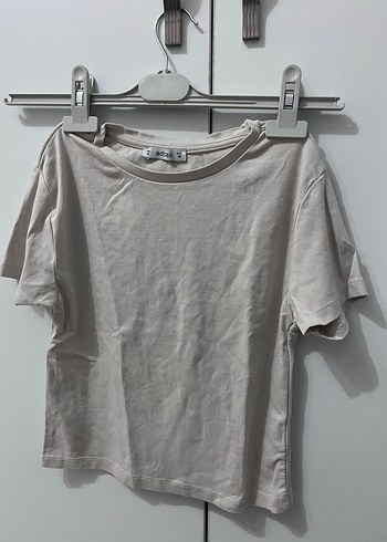 Addax Bej Keten Mini Basic Tişört