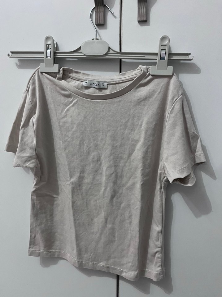 Bej Keten Mini Basic Tişört - Görsel 3