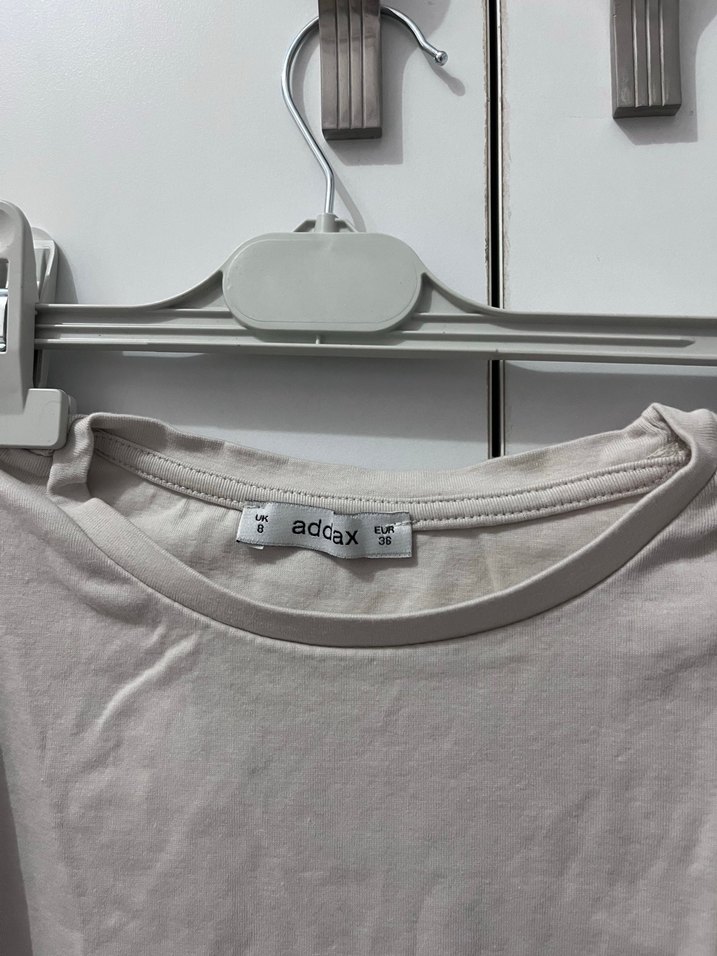 Bej Keten Mini Basic Tişört - Görsel 2