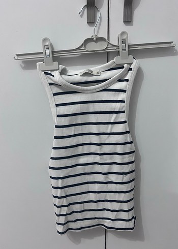 Çizgili Kolsuz Mini Crop Top
