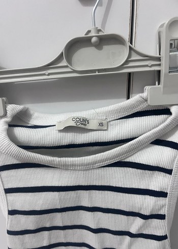xs Beden Çizgili Kolsuz Mini Crop Top