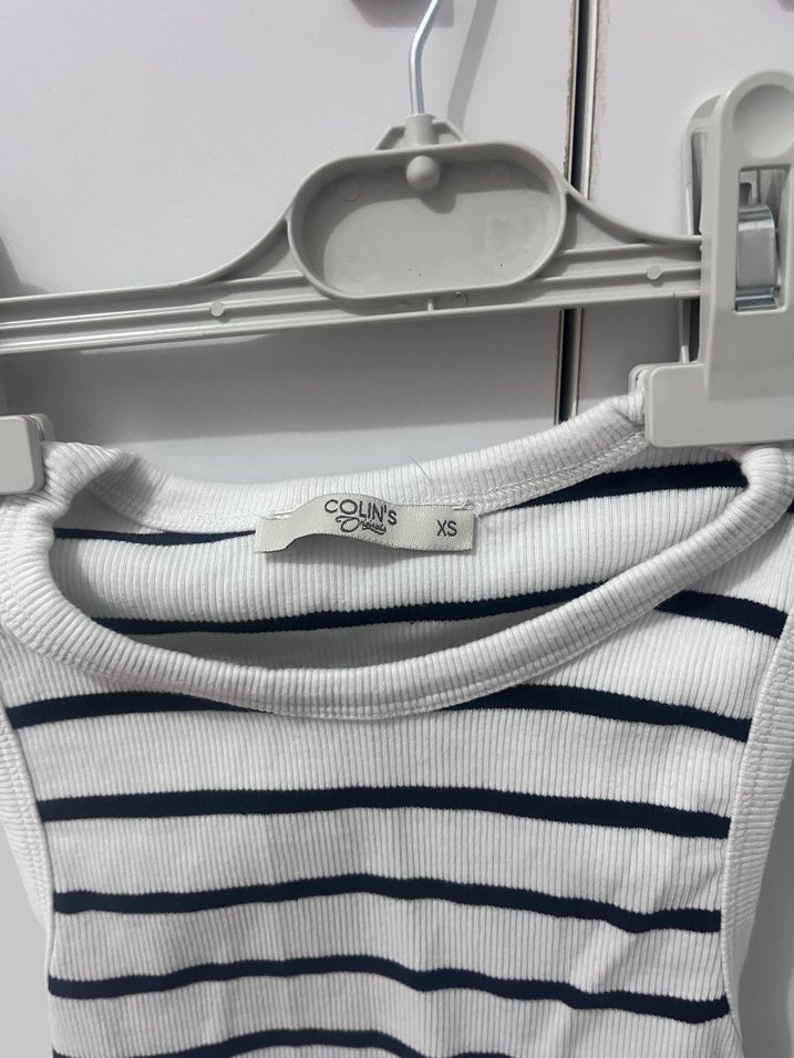 Çizgili Kolsuz Mini Crop Top - Görsel 2