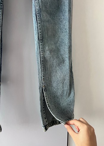 s Beden Gri Batik Desenli Kadın Kot Pantolon