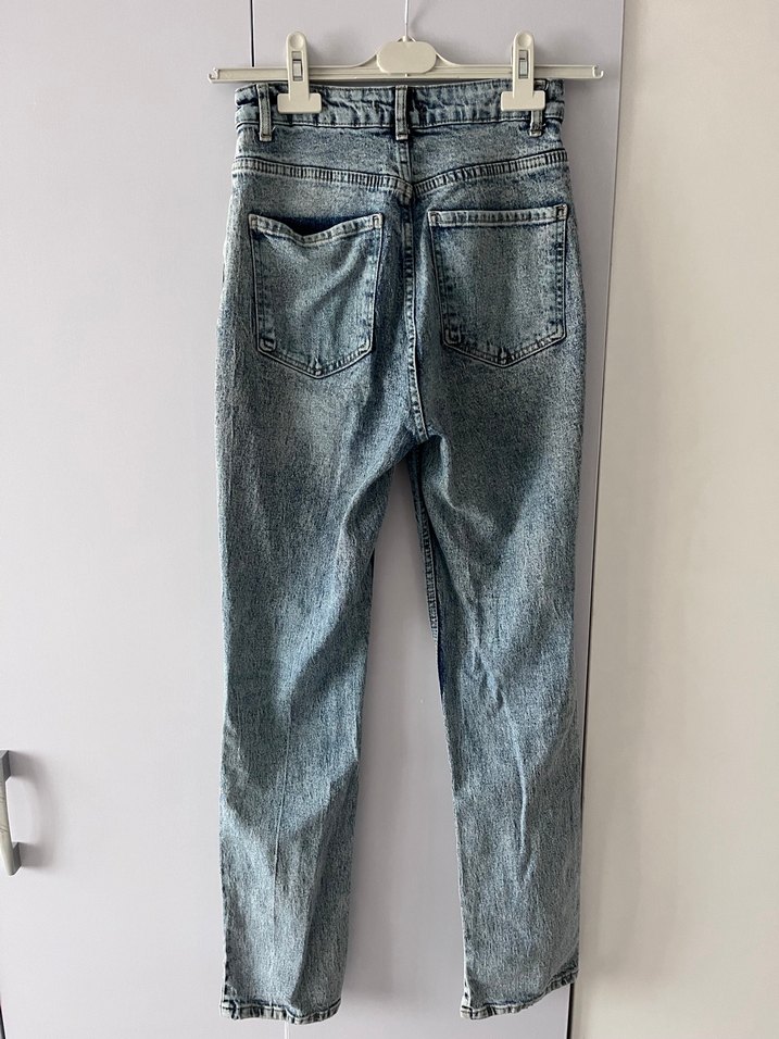 Gri Batik Desenli Kadın Kot Pantolon - Görsel 3