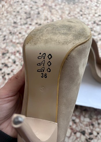 Bej Süet Stiletto Topuklu Kadın Ayakkabı - Görsel 2