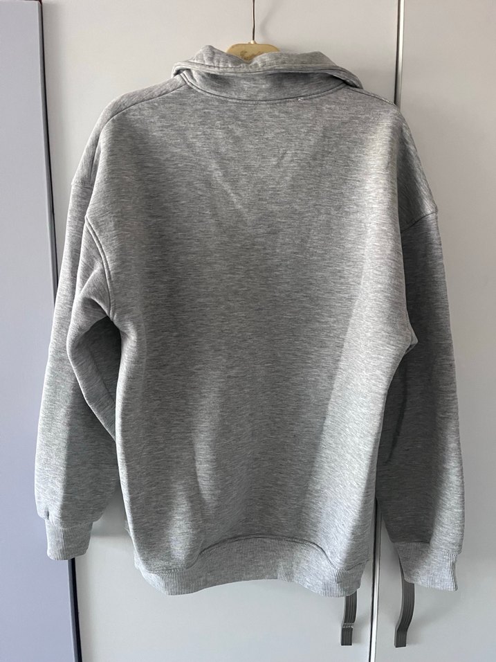 Gri Yarım Fermuarlı Sweatshirt - Görsel 3