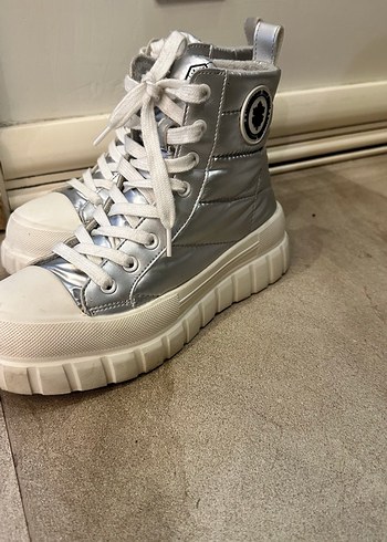 Metalik Platform Topuklu Kadın Bot - Görsel 4