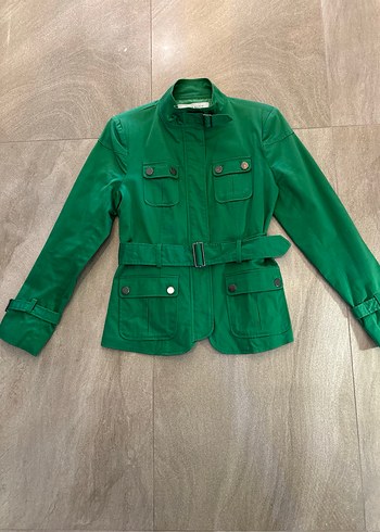 Kemerli Yeşil Midi Kadın Ceket - Görsel 2