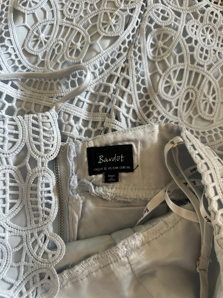 Açık Mavi Dantel İşlemeli Midi Bohem Abiye Elbise - Görsel 5