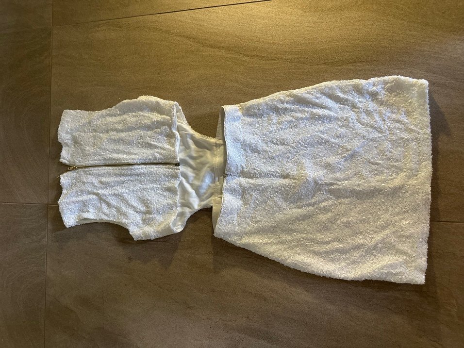 Beyaz Payetli Elbise - Görsel 3