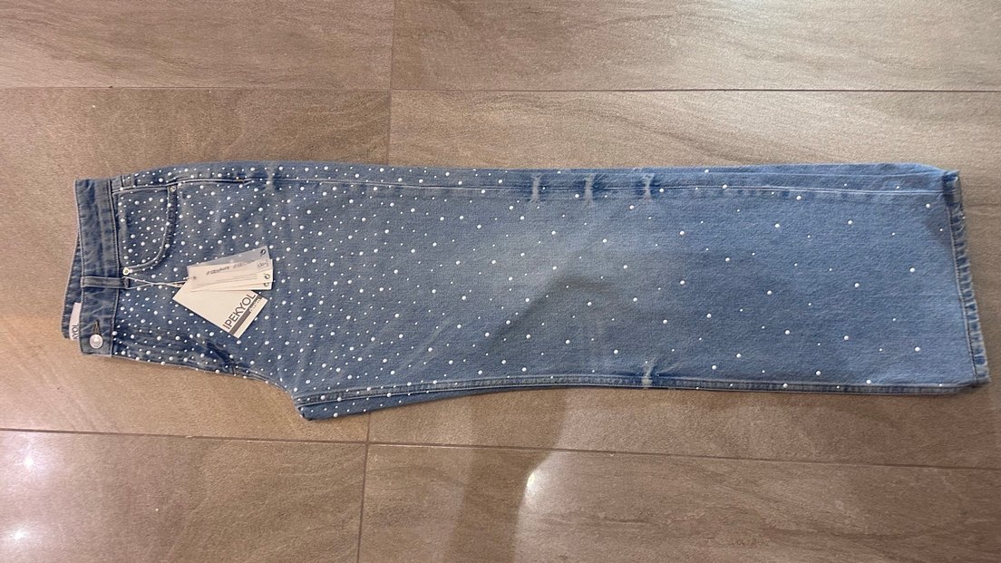 İpekyol taş baskılı Mavi wide leg Jean pantolon - Görsel 3