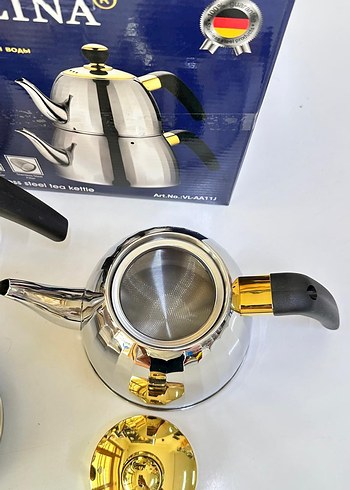 gümüş Renkli Paslanmaz Çelik Çaydanlık - Görsel 3