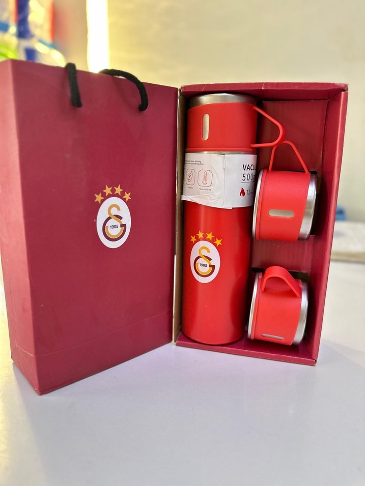 Galatasaray Logolu Kırmızı Çocuk Termos Seti - Görsel 2