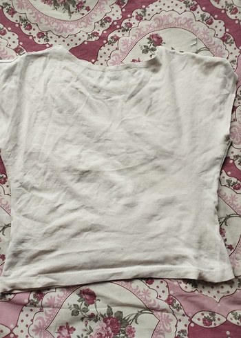 Standart Beden Beden Beyaz Keten Kısa Kollu crop