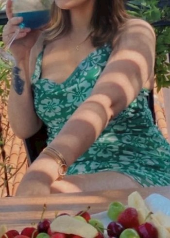 Turkuaz Dantel Detaylı Mini Elbise - Görsel 3