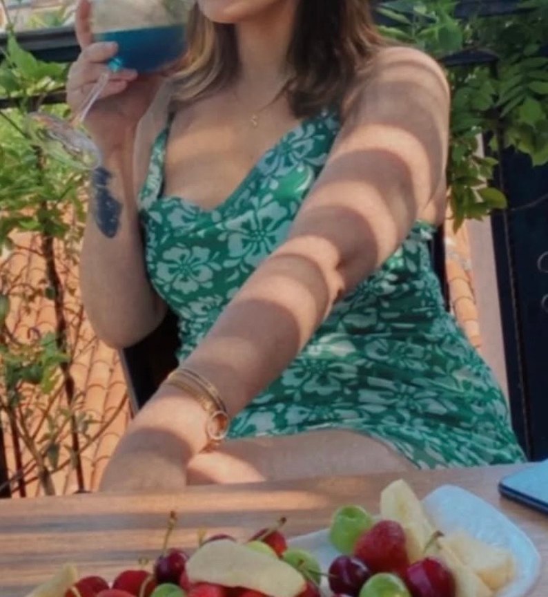 Turkuaz Dantel Detaylı Mini Elbise - Görsel 3