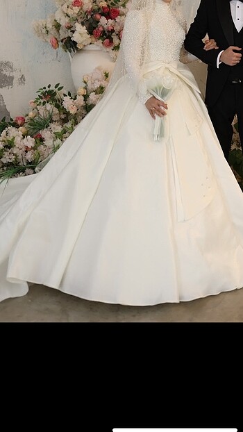 Tesettürlü üstü incili altı saten Gelinlik Satılık ve Kiralık - Görsel 2