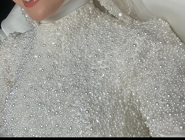 Tesettürlü üstü incili altı saten Gelinlik Satılık ve Kiralık - Görsel 4