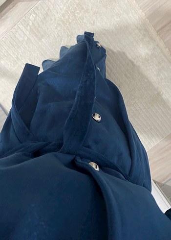 Düğmeli kadife Elbise - Görsel 5