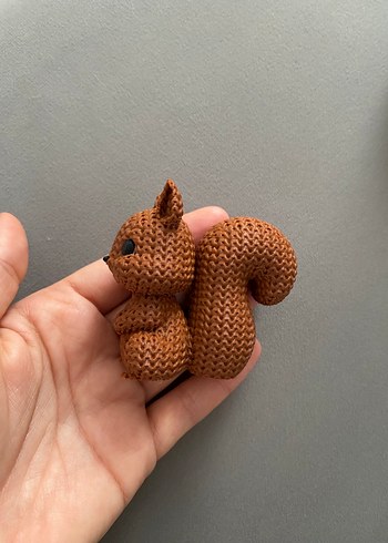 Kahverengi Örgü Sincap Oyuncak - Görsel 3