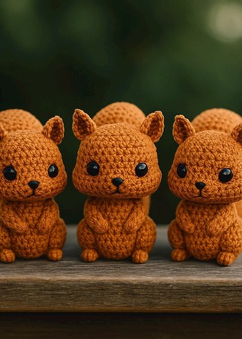 Kahverengi Örgü Sincap Oyuncak - Görsel 2