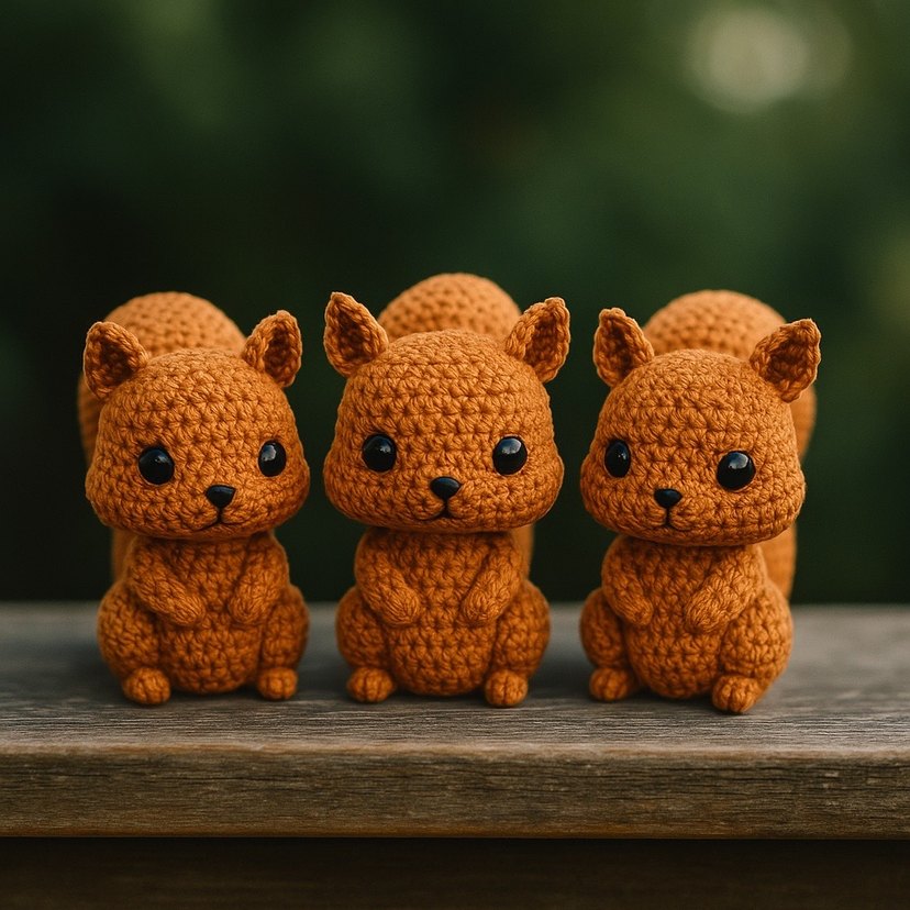 Kahverengi Örgü Sincap  Oyuncak - Görsel 2