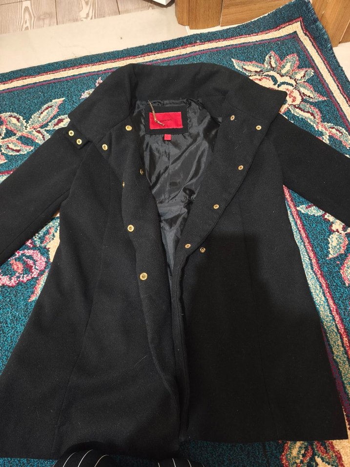 mango siyah Çift Sıralı Düğmeli Kaban - Görsel 4