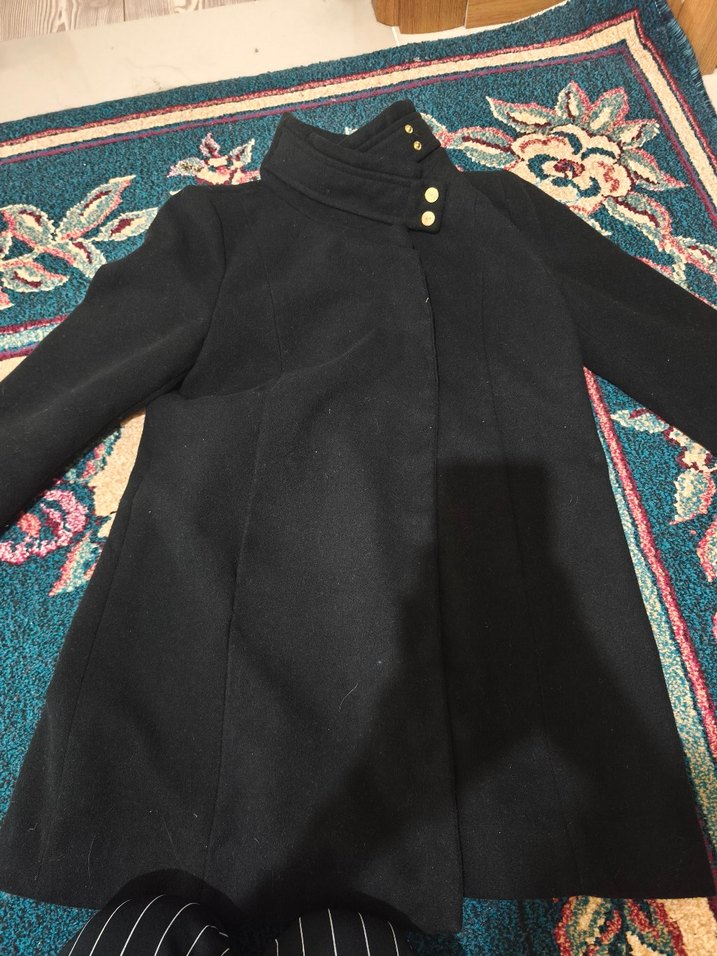 mango siyah Çift Sıralı Düğmeli Kaban - Görsel 5