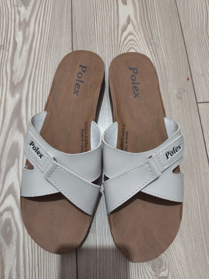 Polex Beyaz Kadın Dolgulu Topuk Terlik - Görsel 2