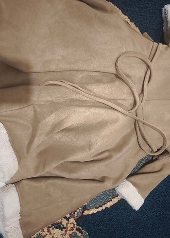 Kız Çocuk Bej Süet Kürk Detaylı Elbise - Görsel 4