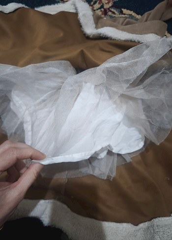 Kız Çocuk Bej Süet Kürk Detaylı Elbise - Görsel 3