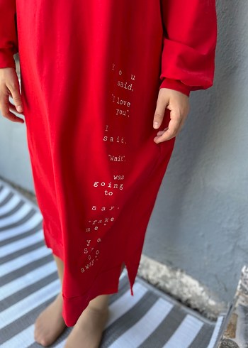 diğer Beden kırmızı Renk Kırmızı Uzun Kesim Kadın Sweatshirt