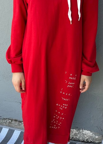 Diğer Kırmızı Uzun Kesim Kadın Sweatshirt