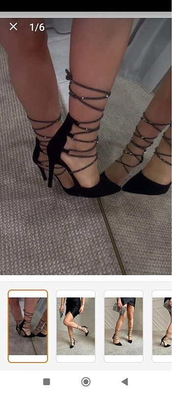 siyah taşlı bağlamalı stiletto topuklu ayakkabı