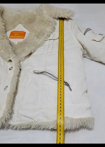 Y2K Beyaz Kürklü Peluş Mont %100 PAMUK - Görsel 7