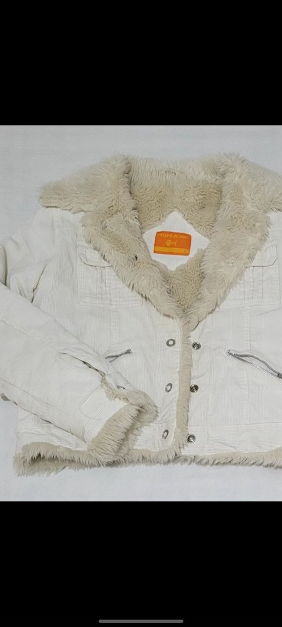 Y2K Beyaz Kürklü Peluş Mont %100 PAMUK - Görsel 2