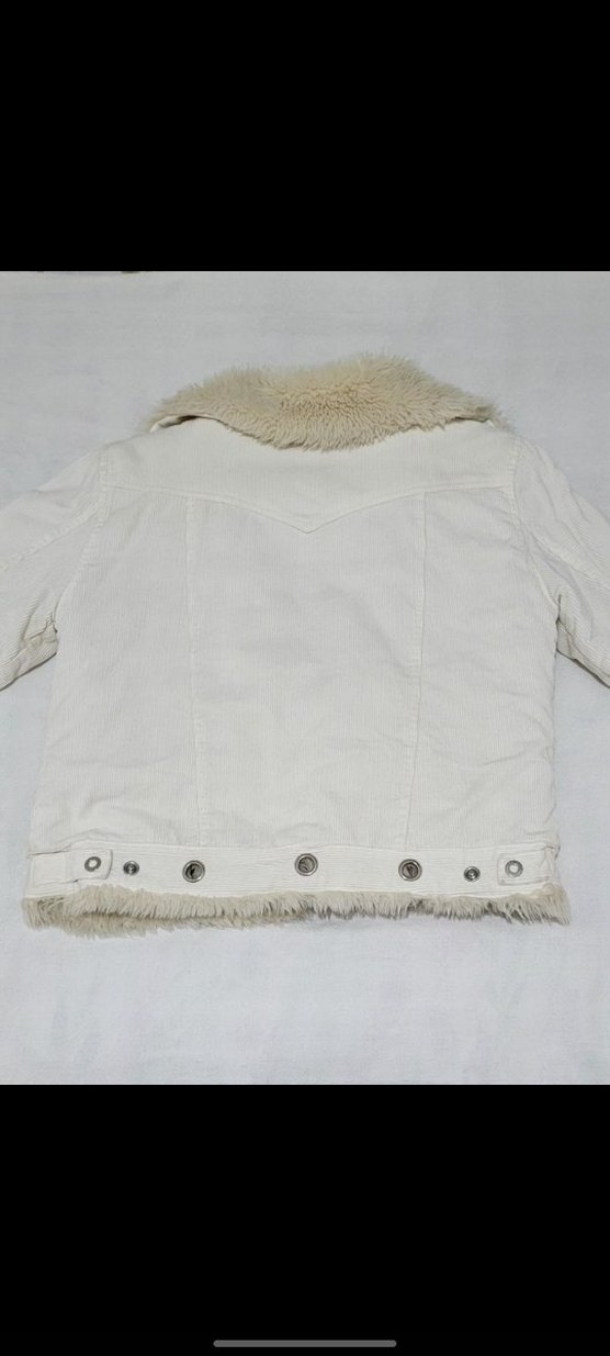 Y2K Beyaz Kürklü Peluş Mont %100 PAMUK - Görsel 3